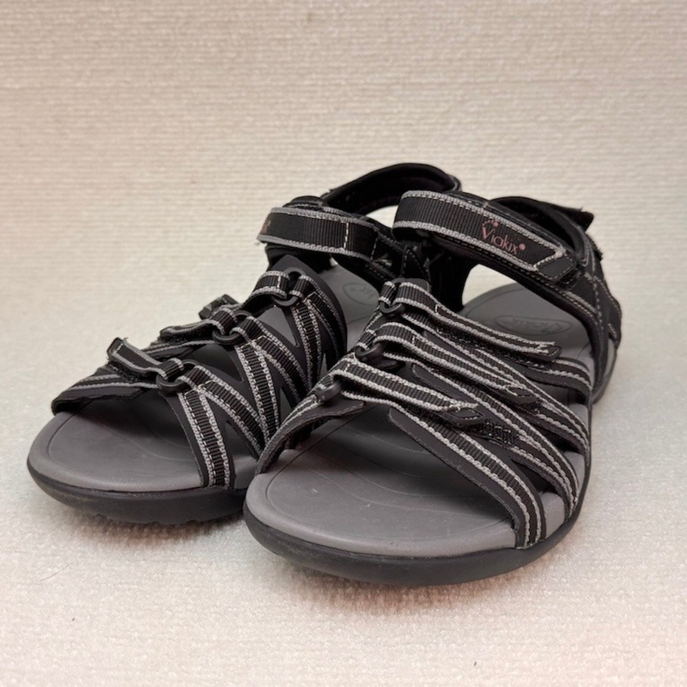 NIUB Viakix Sport Trekking Sandals Women Size 8 Black Grey Adjustable Hiking